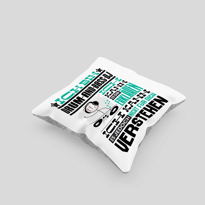 Drum-and-Bass-DJ Geschenk Kissen mit Füllung 40x40 Lustige Geschenkdiee für einen Drum-and-Bass-DJ Geburtstag Ich Bin Drum-and-Bass-DJ Ich Kann Es Dir Erklären Aber Nicht Für Dich Verstehen (Grau) Grau Trendation