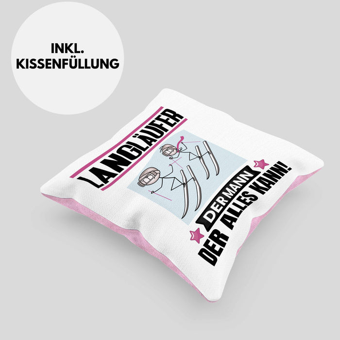 Langläufer Kissen mit Füllung 40x40 Geschenk für Langläufer Der Mann Der Alles Kann Geschenkidee zum Geburtstag (Grau) Rosa Trendation