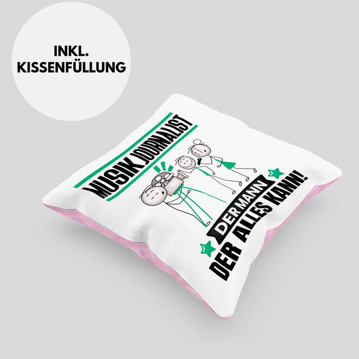 Musikjournalist Kissen mit Füllung 40x40 Geschenk für Musikjournalist Der Mann Der Alles Kann Geschenkidee zum Geburtstag (Grau) Rosa Trendation