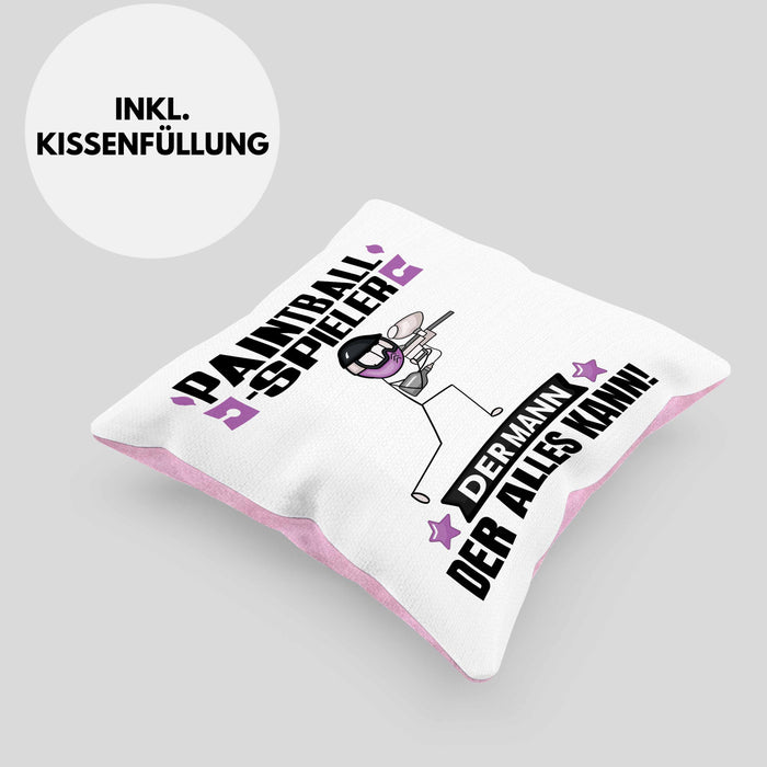 Paintballspieler Kissen mit Füllung 40x40 Geschenk für Paintballspieler Der Mann Der Alles Kann Geschenkidee zum Geburtstag (Grau) Rosa Trendation