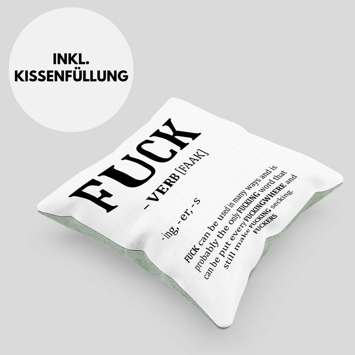 F*** Kissen mit Füllung 40x40 Geschenk Schimpfwort 18+ Geschenkidee Männer Frauen Arbeitskollege Geschenkidee (Grau) Grün Trendation