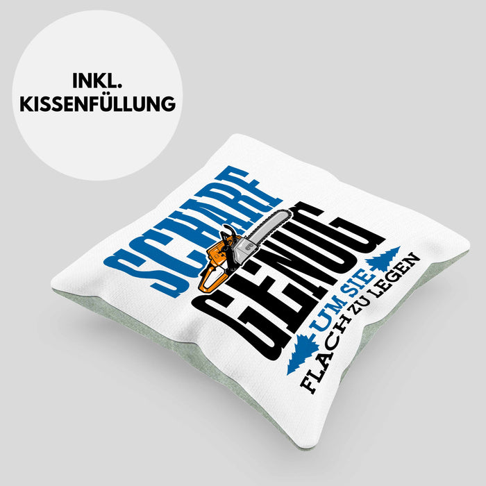 Kissen mit Füllung 40x40 für Waldarbeiter Holzspäne "Scharf Genug Um Sie Alle Flach Zu Legen" (Grau) Grün Trendation