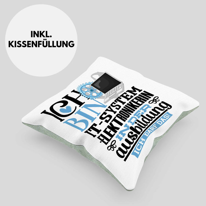 IT-Systemelektronikerin Ausbildung Start Geschenk Kissen mit Füllung 40x40 Ich Bin IT-Systemelektronikerin In Der Ausbildung Ich Darf Das Geschenkidee (Grau) Grün Trendation