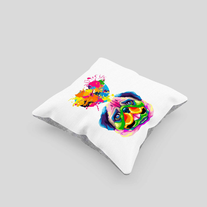 Mops Herz Farbe Besitzer Kissen mit Füllung 40x40 Geschenk Lustiger Spruch Geschenkidee Mops Liebhaber (Grau) Grau Trendation