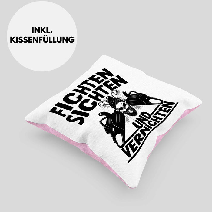 Waldarbeiter Kissen mit Füllung 40x40 Geschenk Fichten Sichten Und Vernichten Holz-Arbeiter Wald Bäume Fellen (Grau) Rosa Trendation