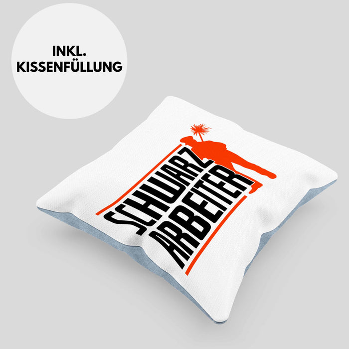 Lustiges Geschenk für Schornsteinfeger Spruch Geschenkdiee SchwarzarbeiterKissen mit Füllung 40x40 (Grau) Blau Trendation