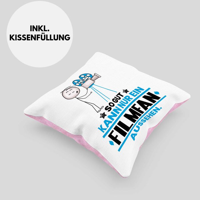 Filmfan Geschenk Kissen mit Füllung 40x40 So Gut Kann Nur Ein Filmfan Aussehen Geschenkidee (Grau) Rosa Trendation