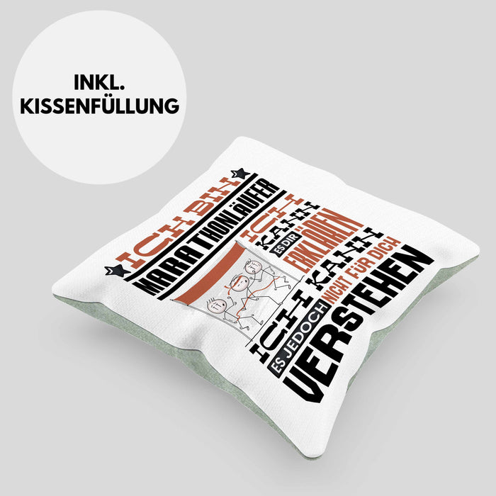 Marathonläufer Geschenk Kaffee-Kissen mit Füllung 40x40 Geschenkidee für Marathonläufer Ich Bin Marathonläufer Ich Kann Es Dir Erklären Jedoch Nicht Für Dich Verstehen Spruch Lustig (Grau) Grün Trendation