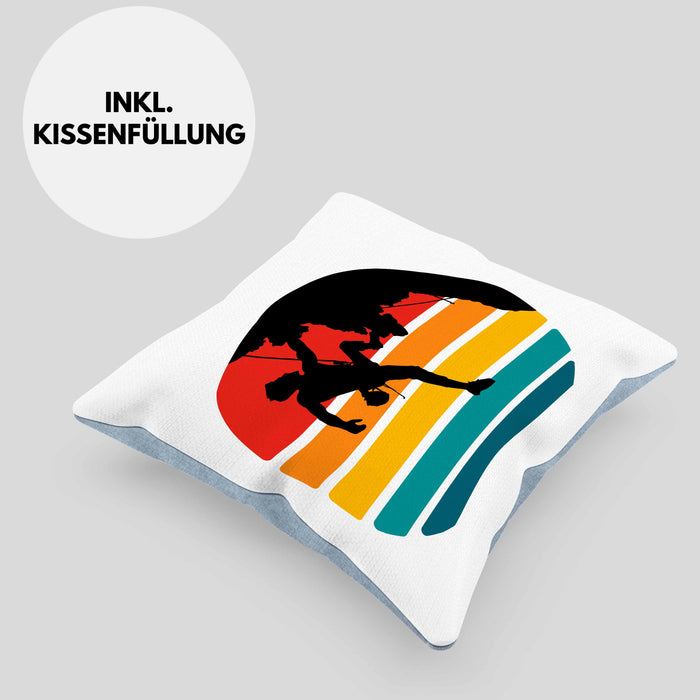 Bouldern Kissen mit Füllung 40x40 Klettern Grafik Geschenk für Kletterfans Boulderer (Grau) Blau Trendation