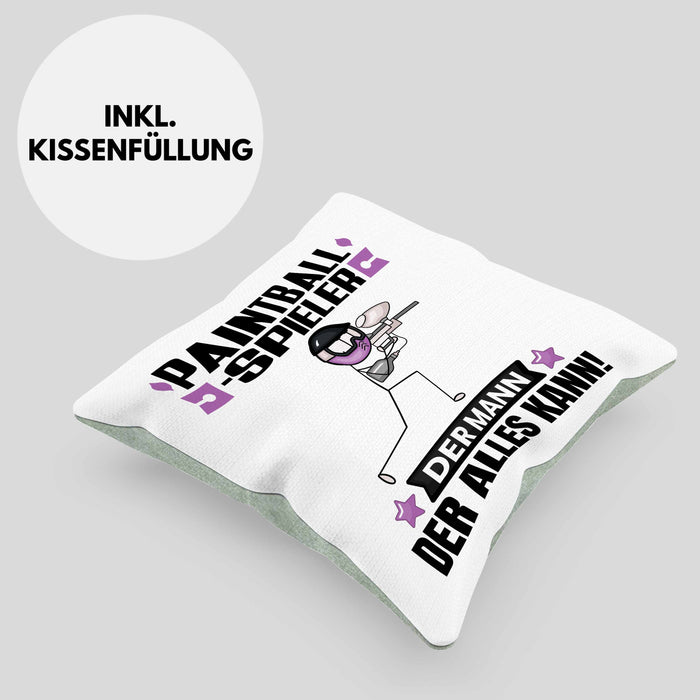Paintballspieler Kissen mit Füllung 40x40 Geschenk für Paintballspieler Der Mann Der Alles Kann Geschenkidee zum Geburtstag (Grau) Grün Trendation