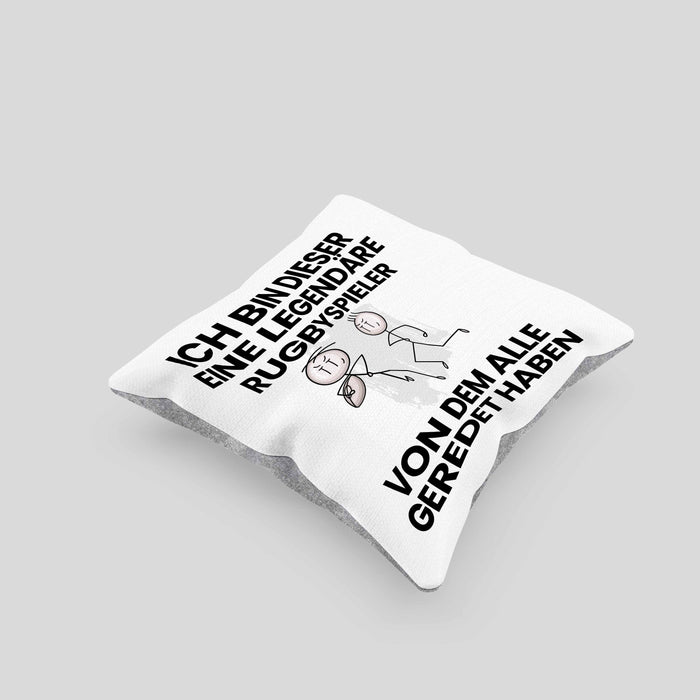 Rugbyspieler Geschenk Kissen mit Füllung 40x40 Lustige Geschenkidee Geburtstag für Rugbyspieler Ich Bin Dieser Legendäre Rugbyspieler Von Dem Alle Geredet Haben (Grau) Grau Trendation