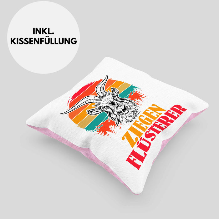 Ziegen Hirte Geschenk Kissen mit Füllung 40x40 Ziegen Flüsterer Geschenkidee Ziegen-Liebhaber (Grau) Rosa Trendation