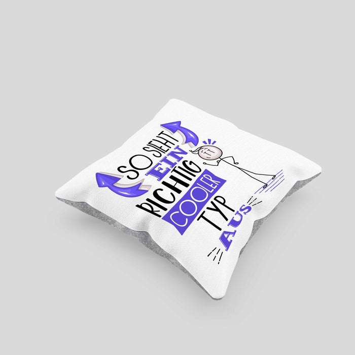 Typ Kissen mit Füllung 40x40 Geschenk So Sieht Ein RIchtig Cooler Typ Aus Geschenkidee Lustiger Spruch Geburtstag (Grau) Grau Trendation