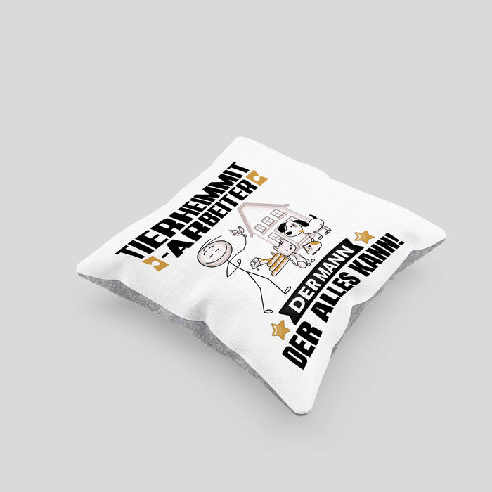 Tierheimmitarbeiter Kissen mit Füllung 40x40 Geschenk für Tierheimmitarbeiter Der Mann Der Alles Kann Geschenkidee zum Geburtstag (Grau) Grau Trendation