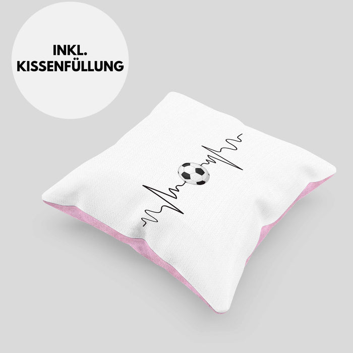 Fußballer Herzschlag Kissen mit Füllung 40x40 Geschenk für Fußballspieler Geschenkidee (Grau) Rosa Trendation