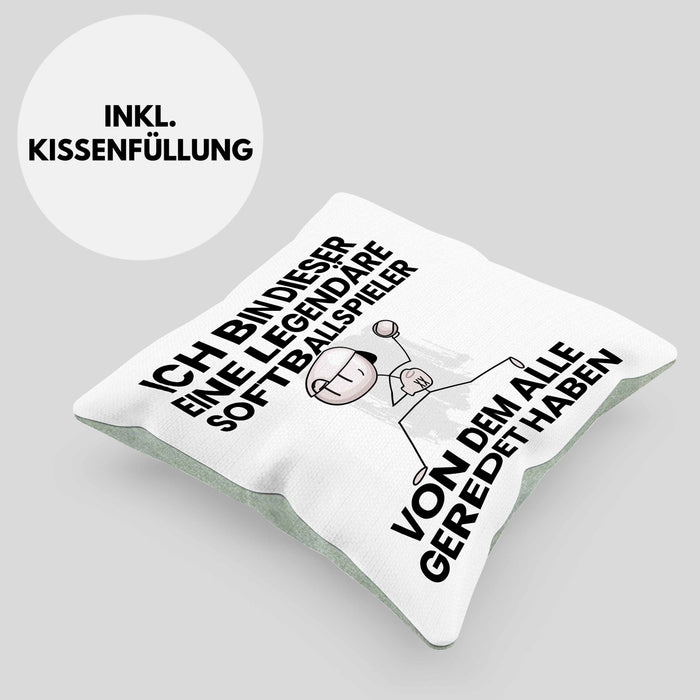 Softballspieler Geschenk Kissen mit Füllung 40x40 Lustige Geschenkidee Geburtstag für Softballspieler Ich Bin Dieser Legendäre Softballspieler Von Dem Alle Geredet Haben (Grau) Grün Trendation