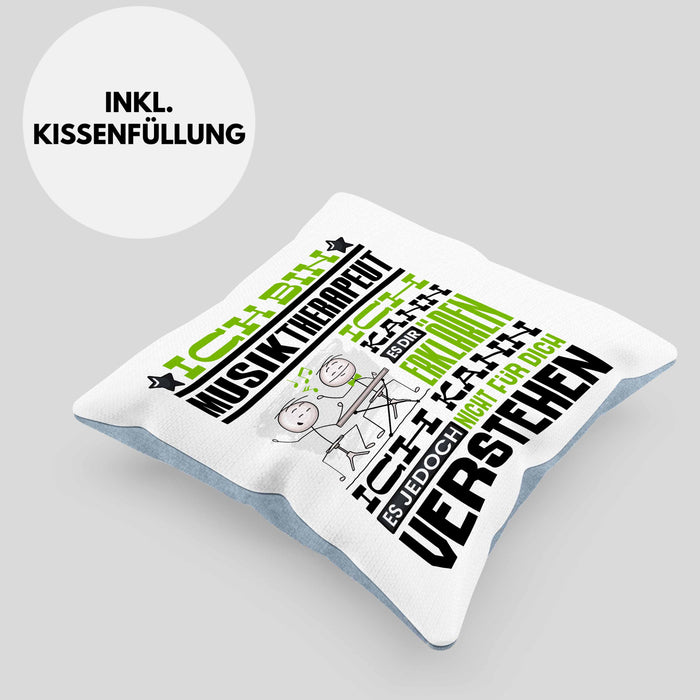Musiktherapeut Geschenk Kissen mit Füllung 40x40 Lustige Geschenkdiee für einen Musiktherapeut Geburtstag Ich Bin Musiktherapeut Ich Kann Es Dir Erklären Aber Nicht Für Dich Verstehen (Grau) Blau Trendation