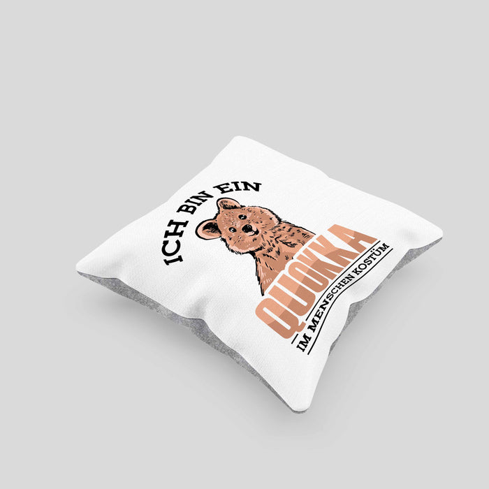 Lustige Kissen mit Füllung 40x40 Quokka-Motiv Geschenk für Quokka Liebhaber Menschen Kostüm (Grau) Grau Trendation