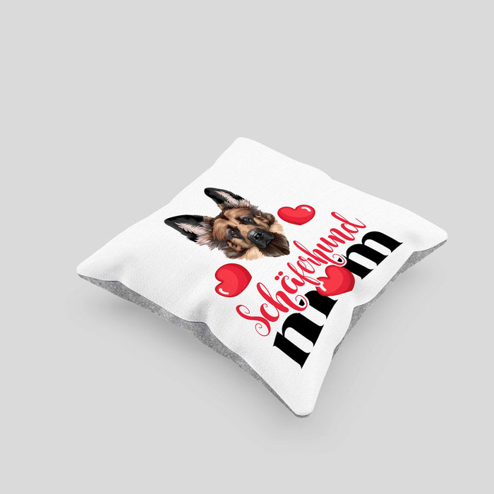Schäferhund Besitzer Mom Mama Kissen mit Füllung 40x40 Geschenk Lustiger Spruch Geschenkidee Schäferhund Besitzerin (Grau) Grau Trendation