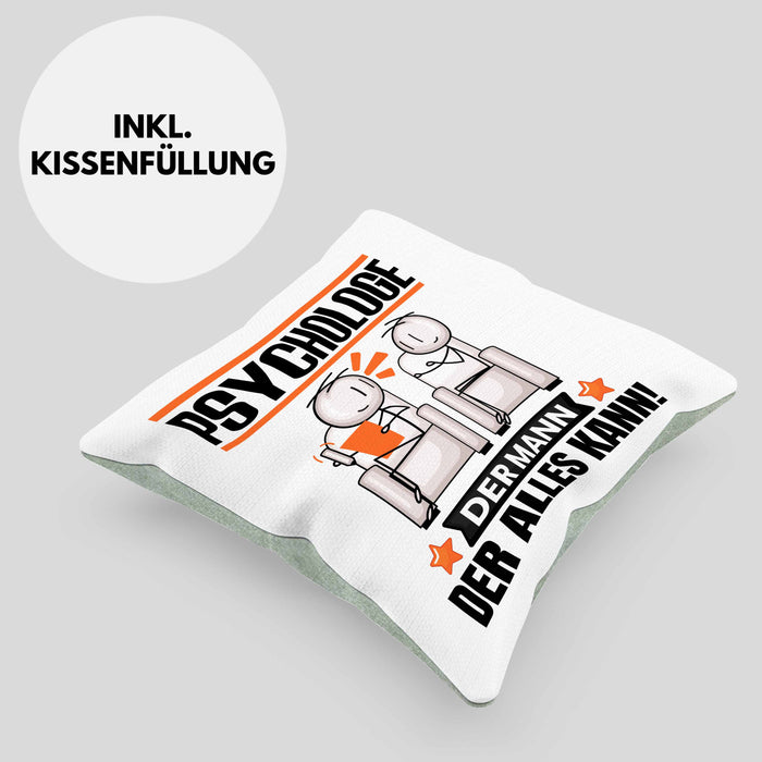 Psychologe Kissen mit Füllung 40x40 Geschenk für Psychologe Der Mann Der Alles Kann Geschenkidee zum Geburtstag (Grau) Grün Trendation