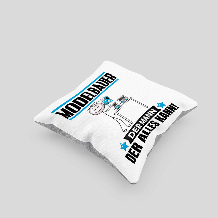 Modelbauer Kissen mit Füllung 40x40 Geschenk für Modelbauer Der Mann Der Alles Kann Geschenkidee zum Geburtstag (Grau) Grau Trendation