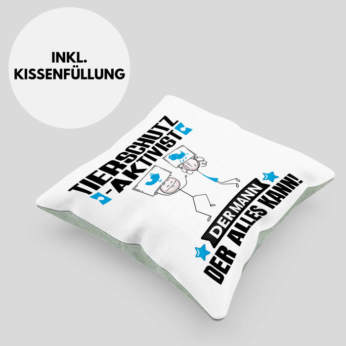 Tierschutzaktivist Kissen mit Füllung 40x40 Geschenk für Tierschutzaktivist Der Mann Der Alles Kann Geschenkidee zum Geburtstag (Grau) Grün Trendation