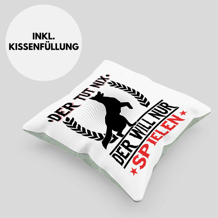 Hund Kissen mit Füllung 40x40 Geschenk Hunde-Besitzer Geschenkidee (Grau) Grün Trendation