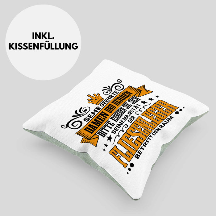 Fliesenleger Kissen mit Füllung 40x40 Geschenk Spruch Geschenkidee Sehr Geehrte Damen und Herren Fliesenleger (Grau) Grün Trendation