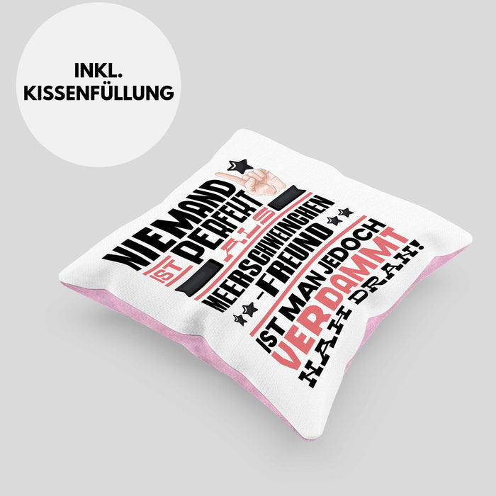 Meerschweinchenfreund Geschenk Kissen mit Füllung 40x40 Lustige Geschenkidee für Meerschweinchenfreund Geburtstag Niemand Ist Perfekt Aber Als Meerschweinchenfreund Ist Man Nah Dran (Grau) Rosa Trendation