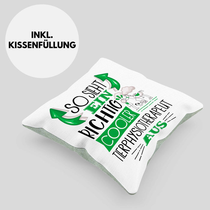 Tierphysiotherapeut Kissen mit Füllung 40x40 So Sieht Ein Richtig Cooler Tierphysiotherapeut Aus Geschenk Lustiger Spruch Geschenkidee (Grau) Grün Trendation