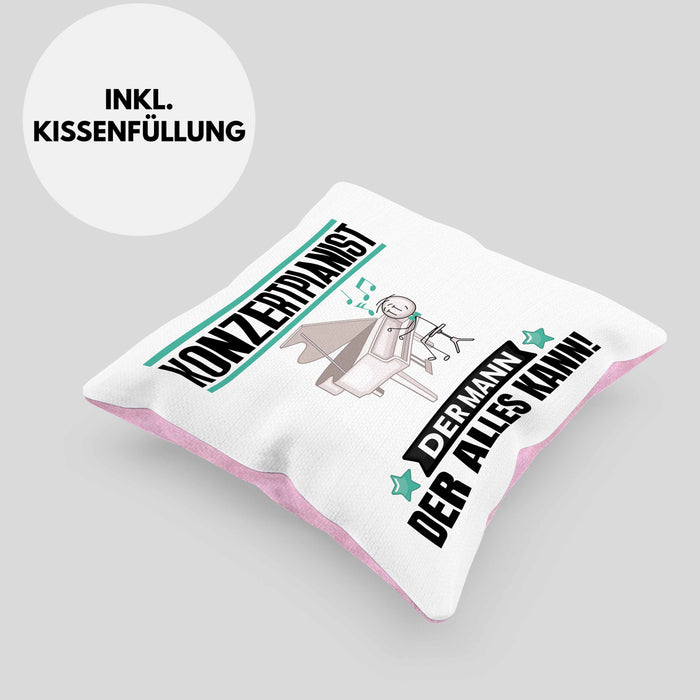Konzertpianist Kissen mit Füllung 40x40 Geschenk für Konzertpianist Der Mann Der Alles Kann Geschenkidee zum Geburtstag (Grau) Rosa Trendation