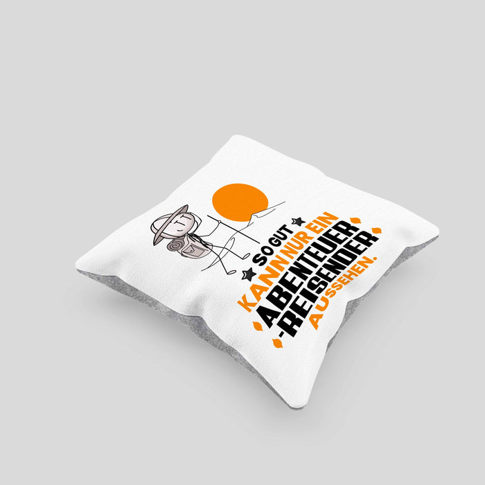 Abenteurreisender Geschenk Kissen mit Füllung 40x40 So Gut Kann Nur Ein Abenteurreisender Aussehen Geschenkidee (Grau) Grau Trendation