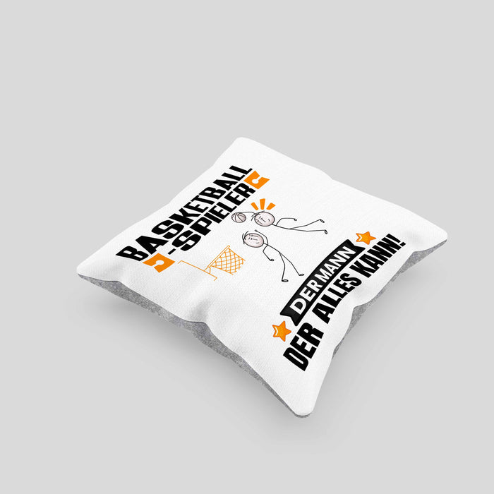 Basketballspieler Kissen mit Füllung 40x40 Geschenk für Basketballspieler Der Mann Der Alles Kann Geschenkidee zum Geburtstag (Grau) Grau Trendation