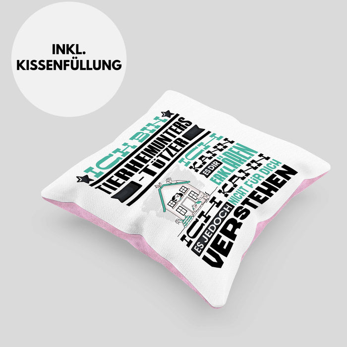 Tierheimunterstützer Geschenk Kaffee-Kissen mit Füllung 40x40 Geschenkidee für Tierheimunterstützer Ich Bin Tierheimunterstützer Ich Kann Es Dir Erklären Jedoch Nicht Für Dich Verstehen Spruch Lustig (Grau) Rosa Trendation