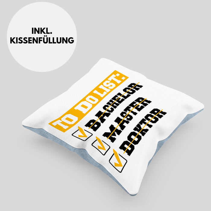 Doktortitel Bestanden Kissen mit Füllung 40x40 Geschenk To Do List (Grau) Blau Trendation