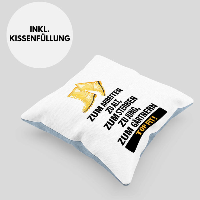 Gärtner Kissen mit Füllung 40x40 mit Spruch Garten Hobbygärtner Gärtner Geschenk Lustig Gärtnerin Geschenkidee (Grau) Blau Trendation