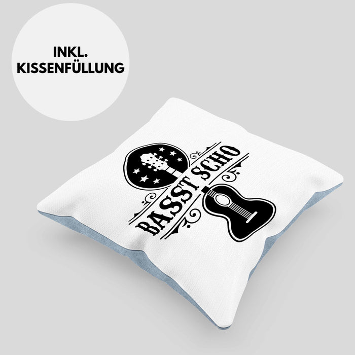 Bassist Kissen mit Füllung 40x40 Geschenk Bass-Spieler Geschenkidee Basst Scho Spruch (Grau) Blau Trendation