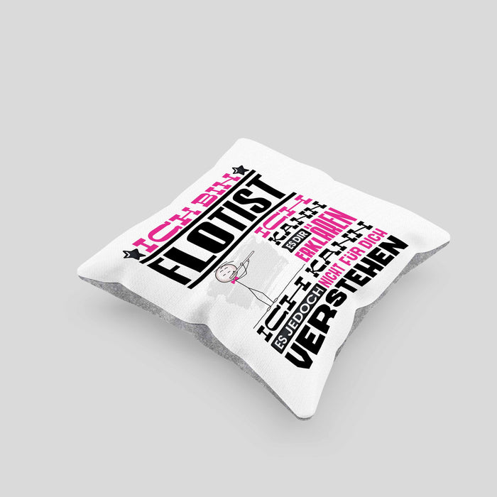 Flötist Geschenk Kissen mit Füllung 40x40 Geschenkidee für Flötist Geburtstag Lustig Ich Bin Flötist Ich Kann Es Dir Erklären Aber Nicht Für Dich Verstehen (Grau) Grau Trendation