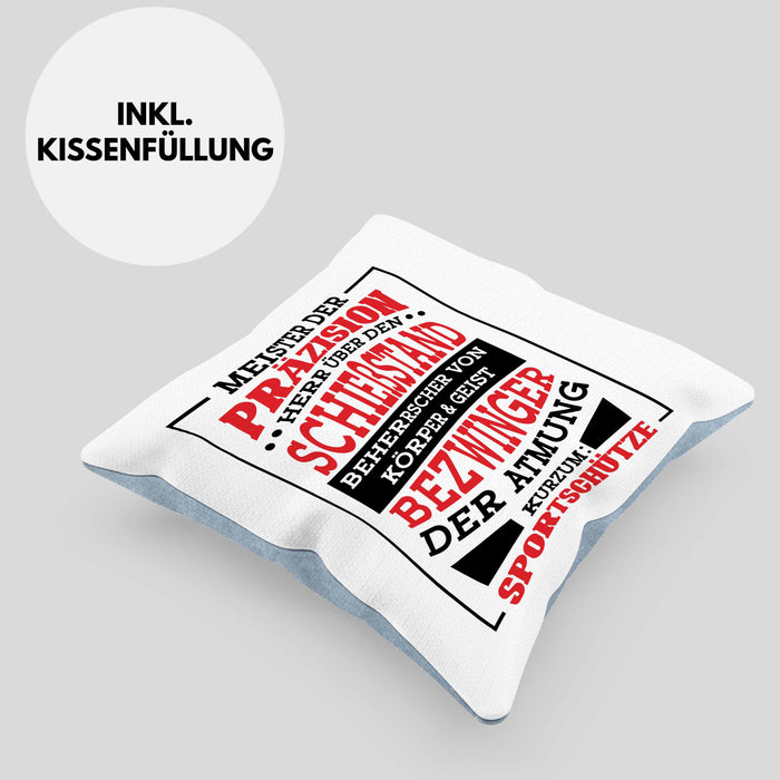 Lustige Schießen-Kissen mit Füllung 40x40 für Sportschützen Geschenk Ich Bin Sportschütze Präzision (Grau) Blau Trendation