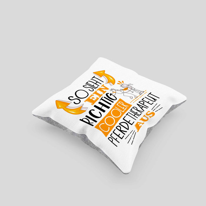 Pferdetherapeut Kissen mit Füllung 40x40 So Sieht Ein Richtig Cooler Pferdetherapeut Aus Geschenk Lustiger Spruch Geschenkidee (Grau) Grau Trendation