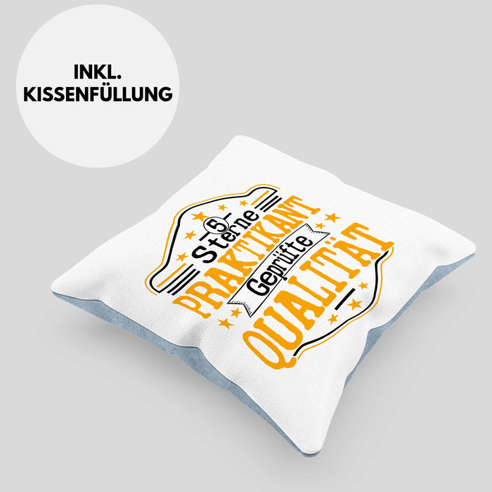 Praktikant Kissen mit Füllung 40x40 Geschenk Für Praktikanten Geschenkidee Geprüfte Qualität (Grau) Blau Trendation