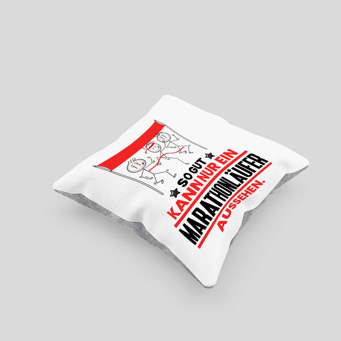 Marathonläufer Geschenk Kissen mit Füllung 40x40 So Gut Kann Nur Ein Marathonläufer Aussehen Geschenkidee (Grau) Grau Trendation