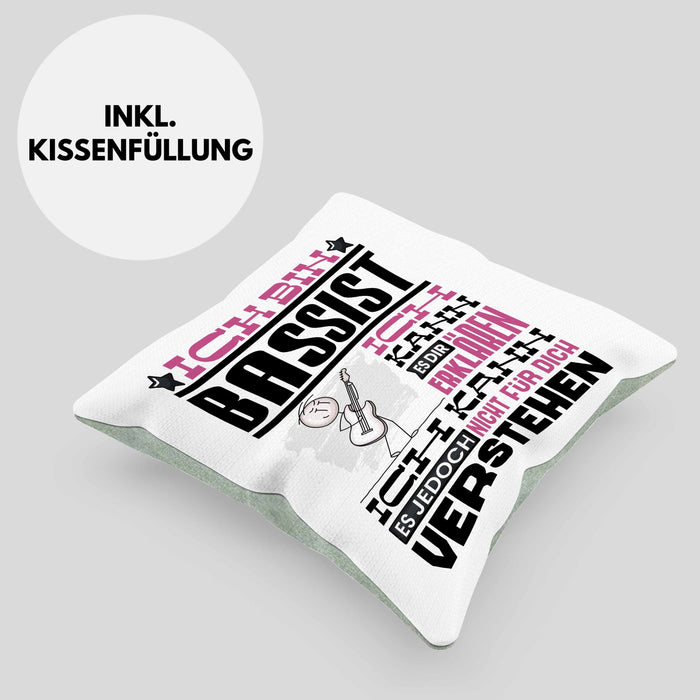 Bassist Geschenk Kaffee-Kissen mit Füllung 40x40 Geschenkidee für Bassist Ich Bin Bassist Ich Kann Es Dir Erklären Jedoch Nicht Für Dich Verstehen Spruch Lustig (Grau) Grün Trendation