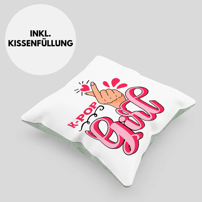 K-Pop Girl Kissen mit Füllung 40x40 Geschenkidee für K-Pop Fans Asiatische Musik (Grau) Grün Trendation