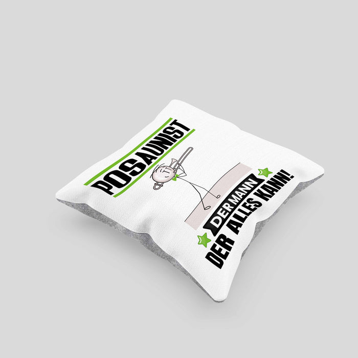 Posaunist Kissen mit Füllung 40x40 Geschenk für Posaunist Der Mann Der Alles Kann Geschenkidee zum Geburtstag (Grau) Grau Trendation