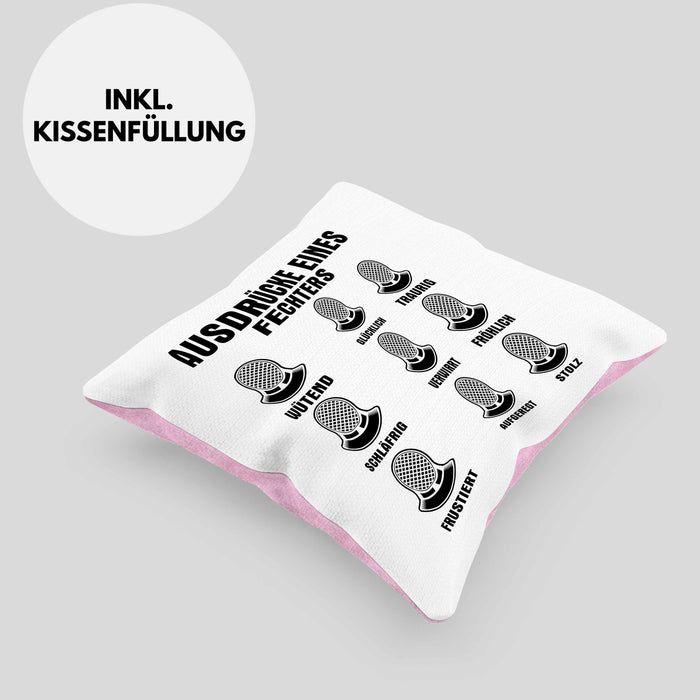 Fechter Geschenk Kissen mit Füllung 40x40 Geschenkidee Fechten Ausdrücke Eines Fechters Lustiger Spruch (Grau) Rosa Trendation