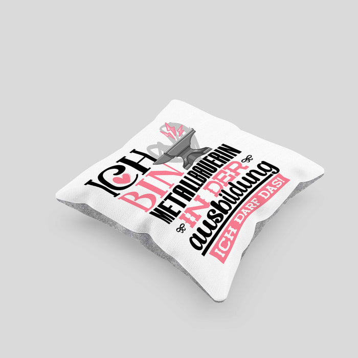 Metallbauerin Ausbildung Start Geschenk Kissen mit Füllung 40x40 Ich Bin Metallbauerin In Der Ausbildung Ich Darf Das Geschenkidee (Grau) Grau Trendation