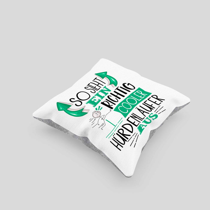 So Sieht Ein Richtig Cooler Hürdenläufer Aus Geschenk Kissen mit Füllung 40x40 Lustiger Spruch Geschenkidee (Grau) Grau Trendation