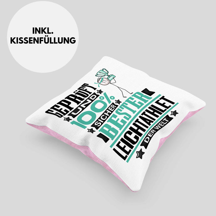 Leichtathlet Geschenk Lustiger Spruch für Leichtathlet Geschenkidee Bester Leichtathlet Der WeltKissen mit Füllung 40x40 (Grau) Rosa Trendation