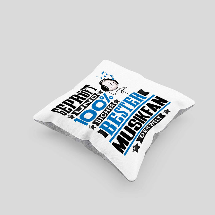 Musikfan Geschenk Lustiger Spruch für Musikfan Geschenkidee Bester Musikfan Der WeltKissen mit Füllung 40x40 (Grau) Grau Trendation
